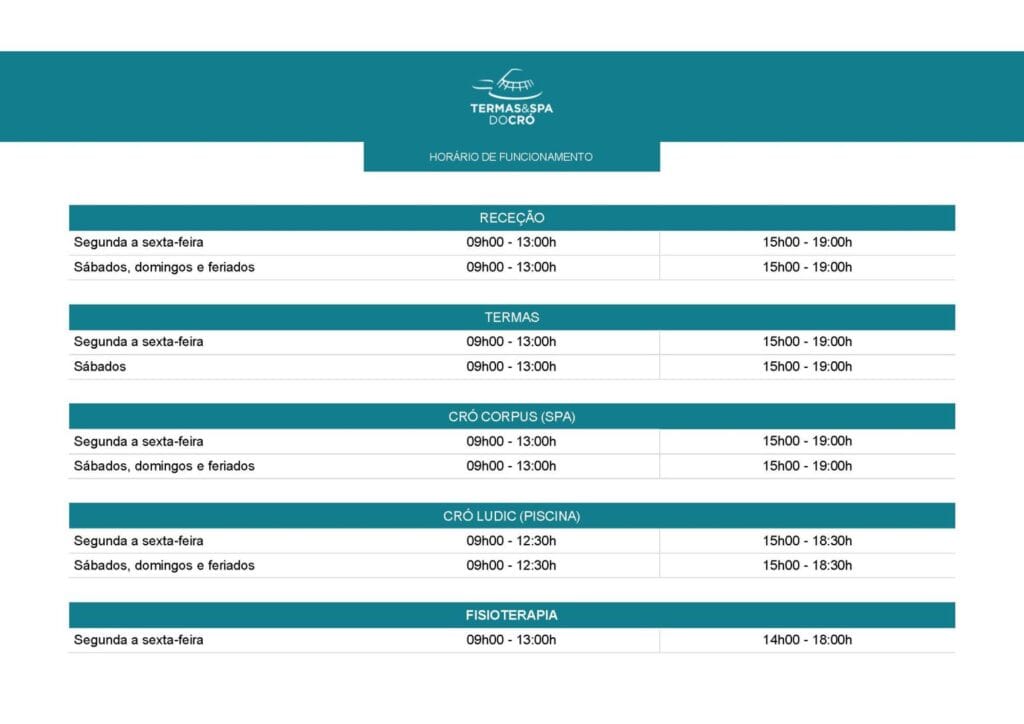 Horário Termas