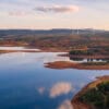 Drone,aerial,panoramic,view,of,sabugal,dam,lake,reservoir,with