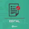 Documento com lista de itens e símbolo de validação em vermelho, sobre fundo verde turquesa.